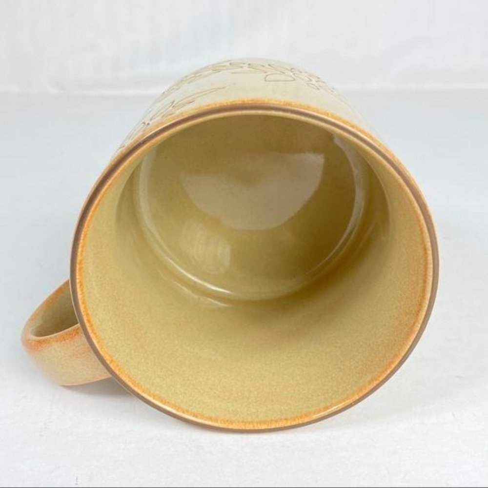 Starbucks Coffee Mug Brown Leaf Pattern Leaves Fall Cup 2013 Embossed 14oz - Picture 3 of 4